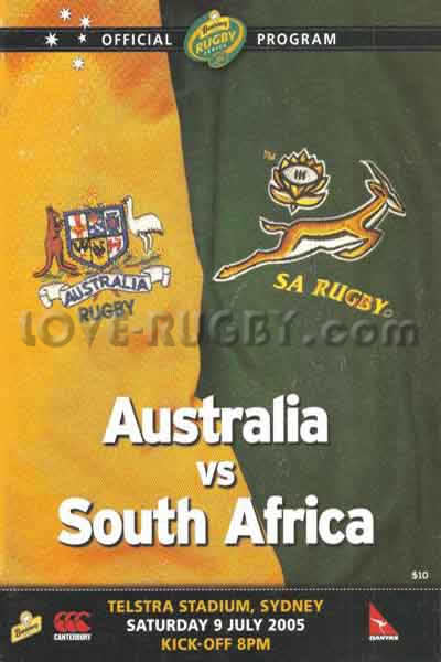 2005 Australia v South Africa  Rugby Programme